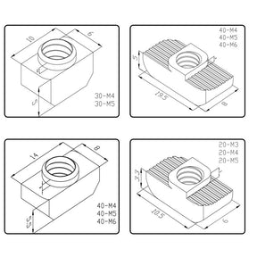 Nutenstein Hammermutter Nut 6 in M3 M4 M5 T-Nut gross & klein für Alu Profil
