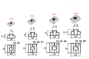Nutenstein Hammermutter Nut 6 in M3 M4 M5 T-Nut gross & klein für Alu Profil