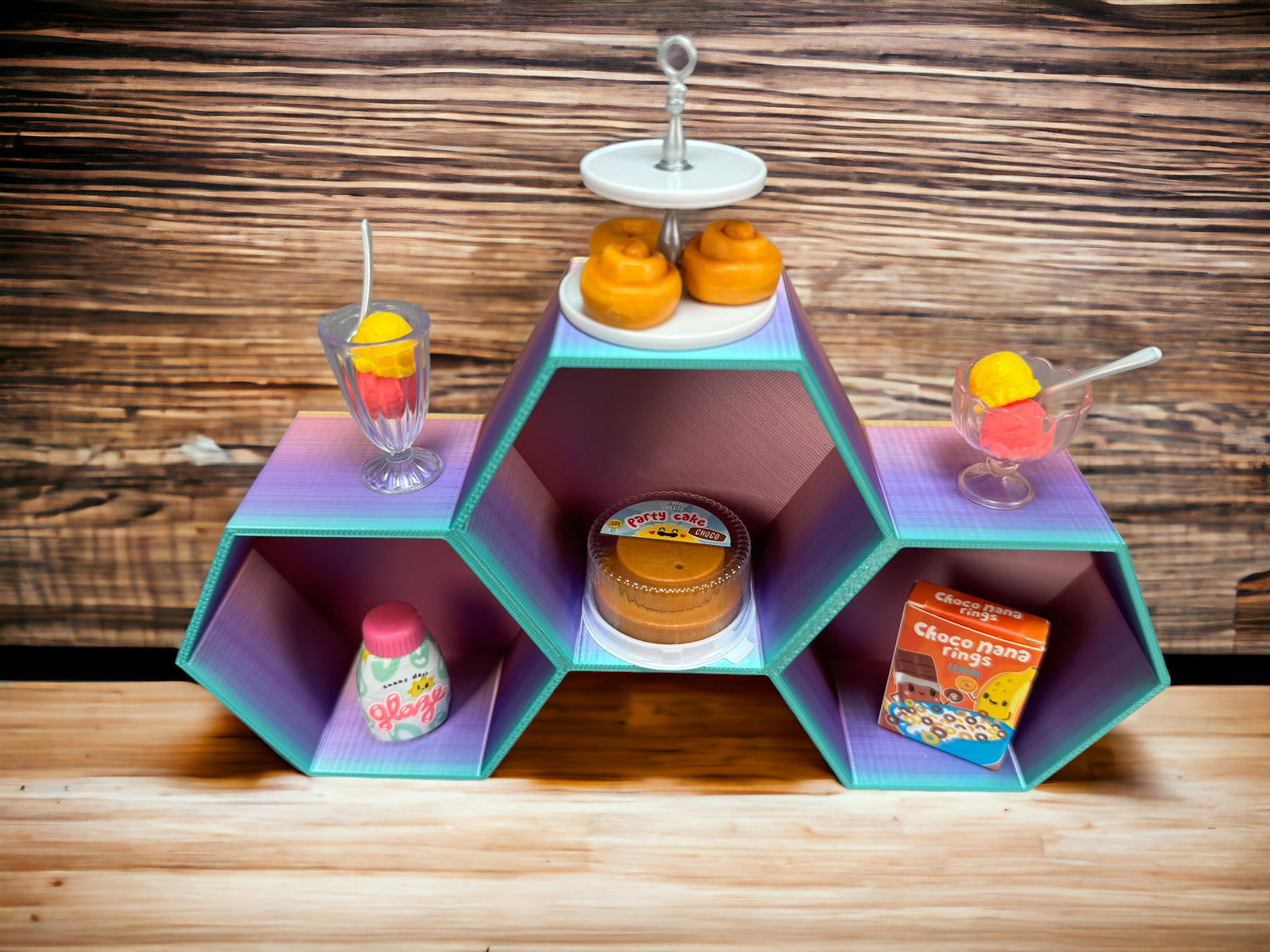 Großes Pentagon Regal stapelbar passend für Miniverse in verschiedenen Farben