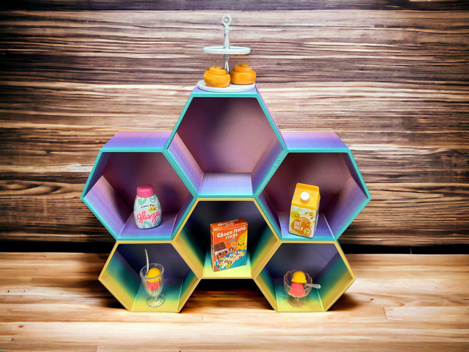 Großes Pentagon Regal stapelbar passend für Miniverse in verschiedenen Farben