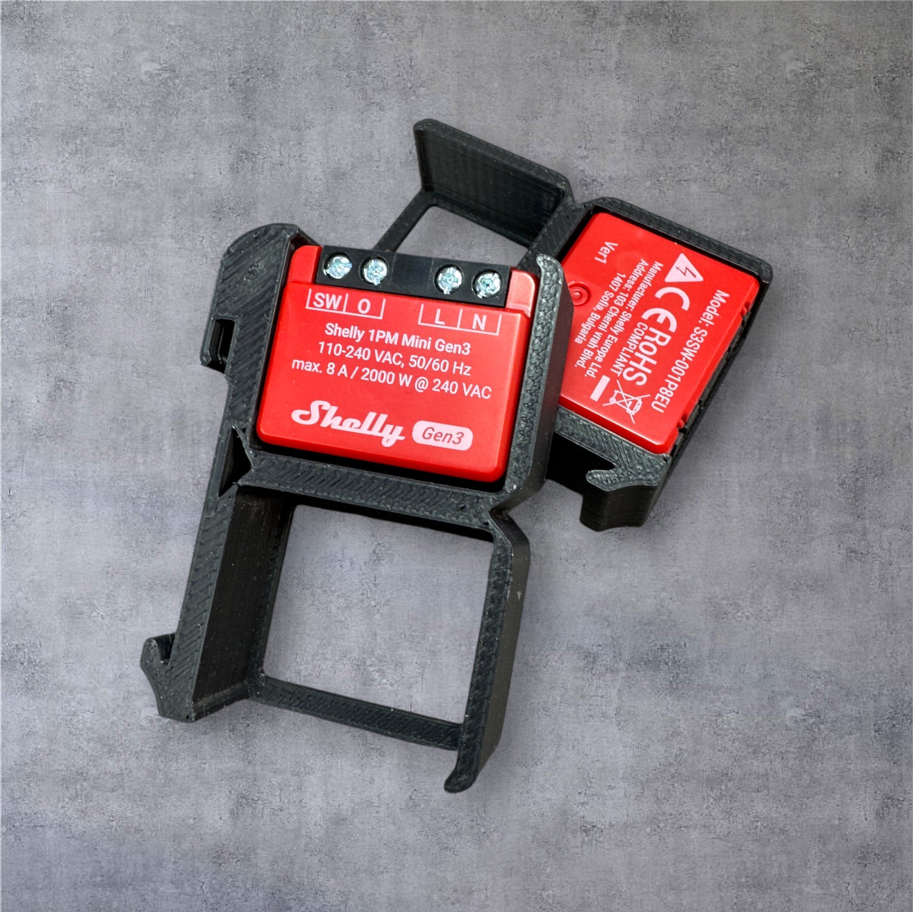 Shelly 1 PM Mini Gen3 DIN Rail Hutschienenhalter für eine 35 mm DIN Hutschiene