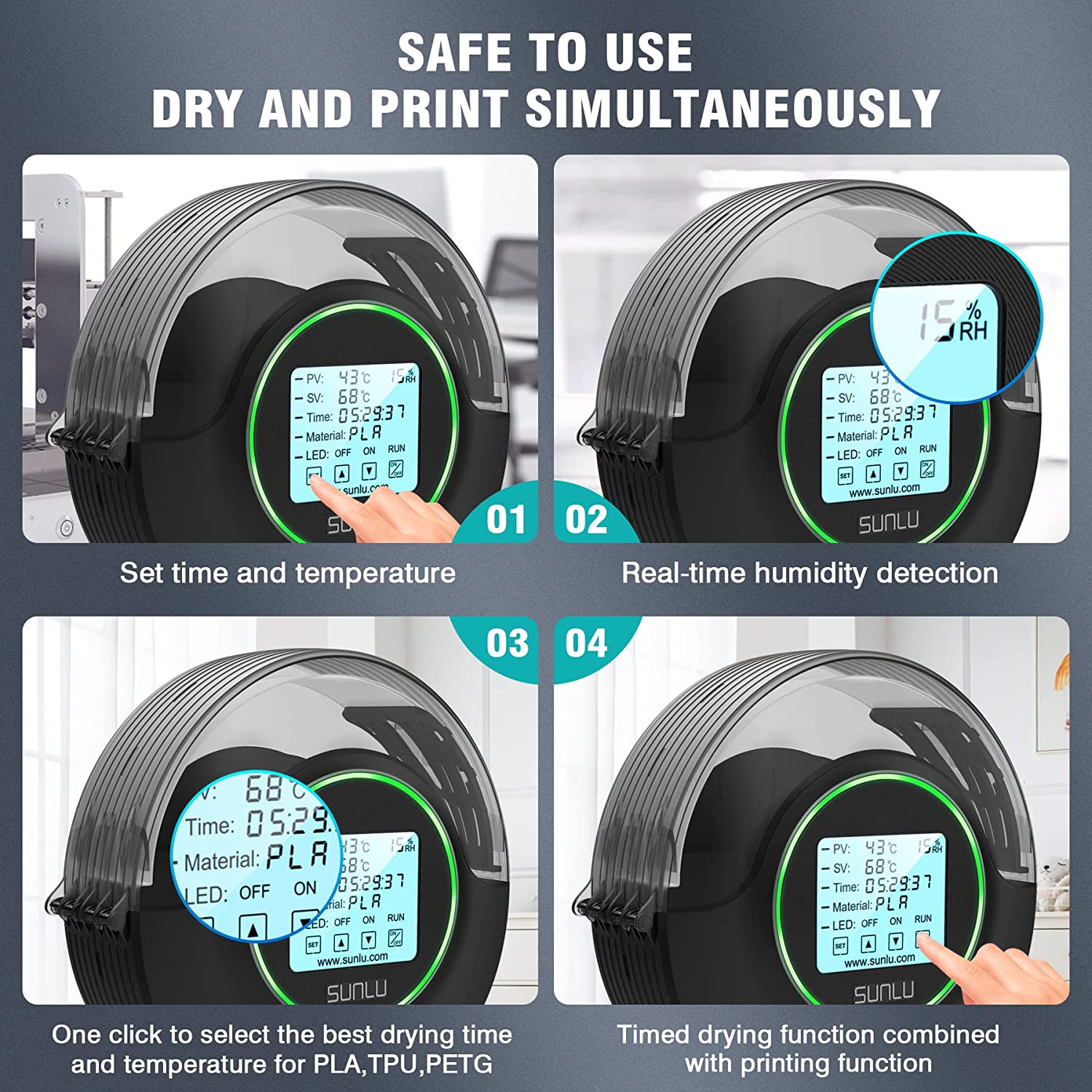 SUNLU S2 FilaDryer 3D Drucker Filament Trockner Aufbewahrungsbox