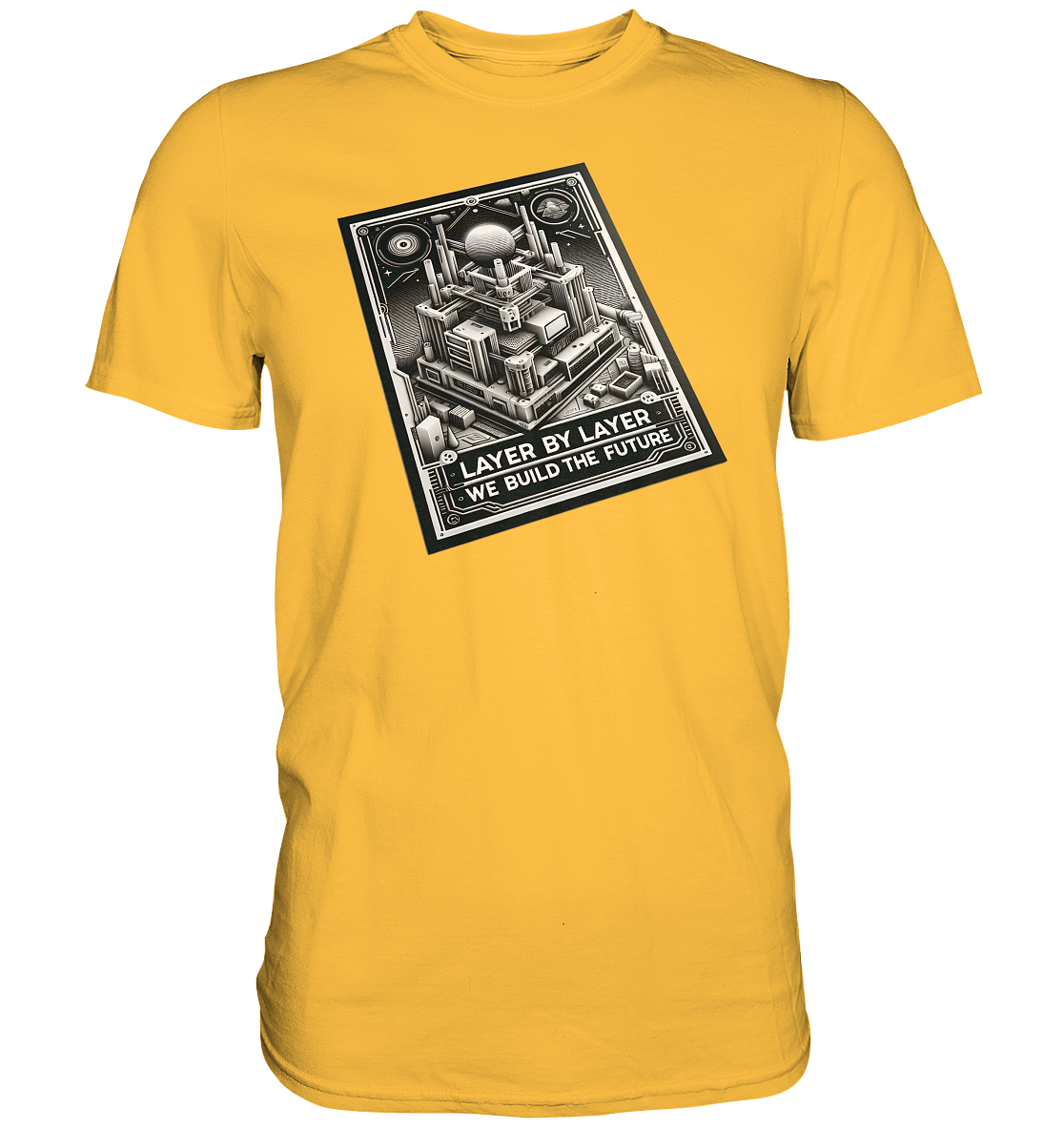 T-Shirts mit dem Design „Layer by Layer We Build the Future“ für 3D-Druck-Enthusiasten - Premium Shirt
