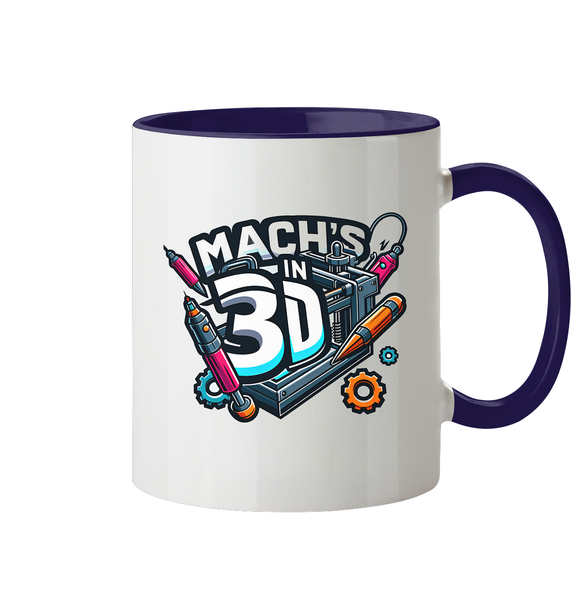 KREATIVE TASSEN MIT DEM DESIGN „MACH'S IN 3D“ – DER PERFEKTE BEGLEITER FÜR 3D-DRUCK-ENTHUSIASTEN - TASSE GLÄNZEND - Tasse zweifarbig