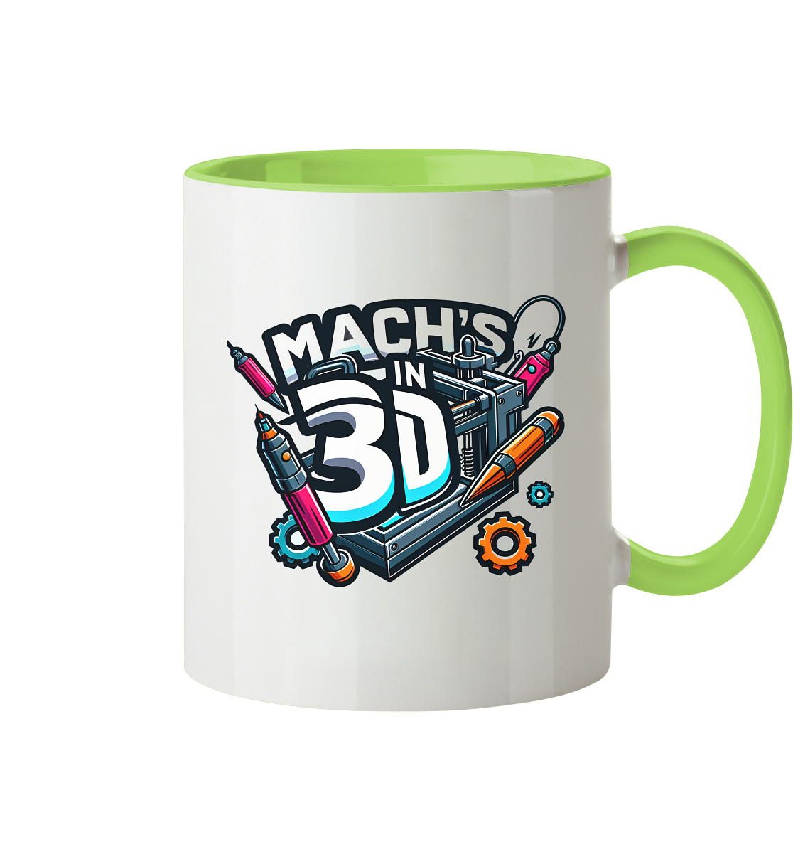 KREATIVE TASSEN MIT DEM DESIGN „MACH'S IN 3D“ – DER PERFEKTE BEGLEITER FÜR 3D-DRUCK-ENTHUSIASTEN - TASSE GLÄNZEND - Tasse zweifarbig