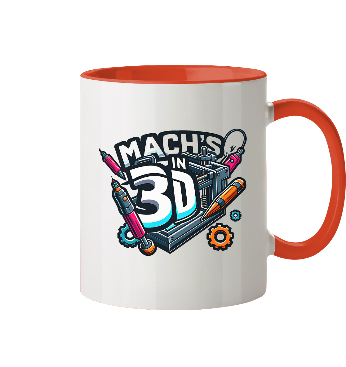 KREATIVE TASSEN MIT DEM DESIGN „MACH'S IN 3D“ – DER PERFEKTE BEGLEITER FÜR 3D-DRUCK-ENTHUSIASTEN - TASSE GLÄNZEND - Tasse zweifarbig
