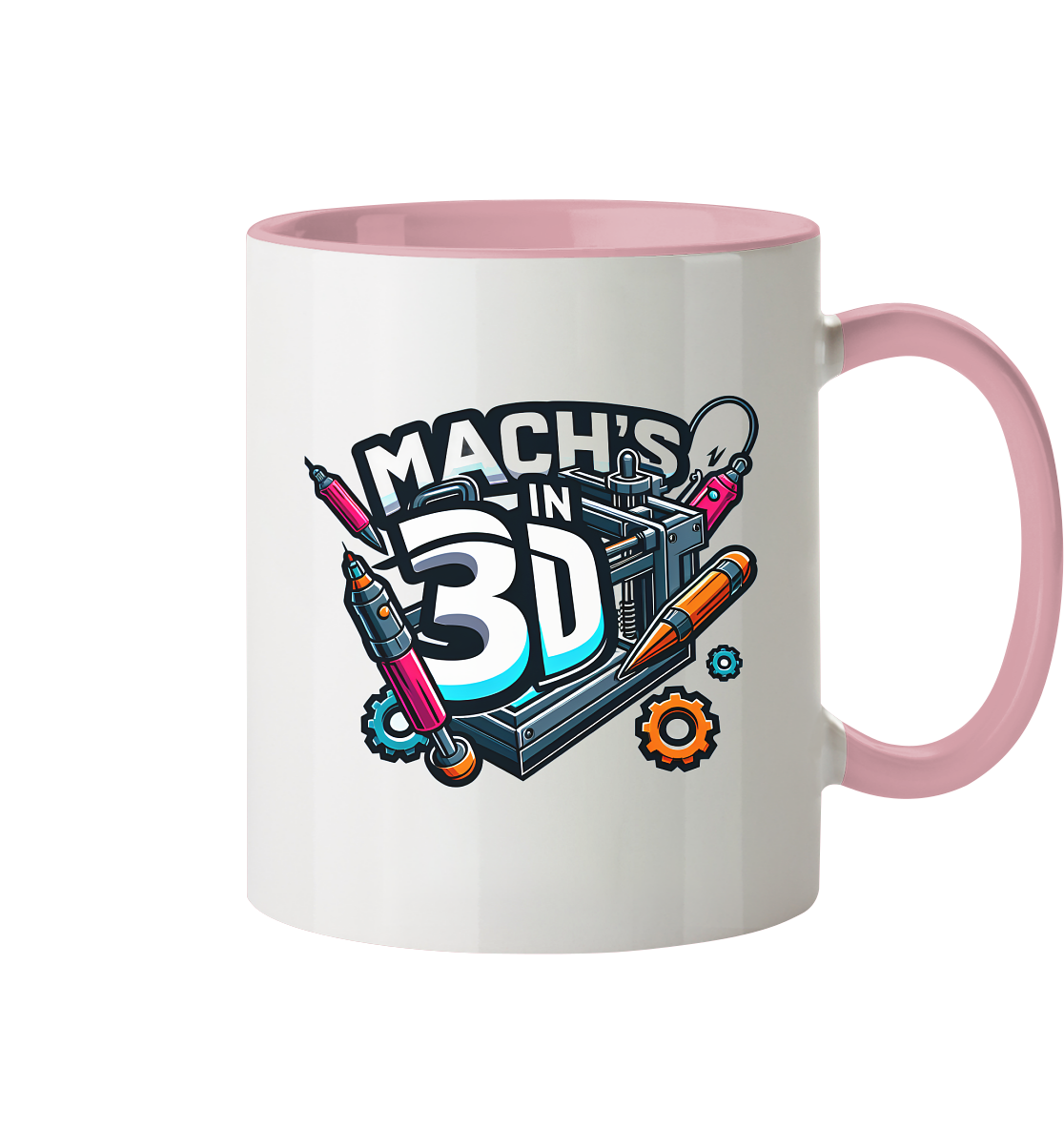 KREATIVE TASSEN MIT DEM DESIGN „MACH'S IN 3D“ – DER PERFEKTE BEGLEITER FÜR 3D-DRUCK-ENTHUSIASTEN - TASSE GLÄNZEND - Tasse zweifarbig