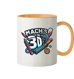 KREATIVE TASSEN MIT DEM DESIGN „MACH'S IN 3D“ – DER PERFEKTE BEGLEITER FÜR 3D-DRUCK-ENTHUSIASTEN - TASSE GLÄNZEND - Tasse zweifarbig