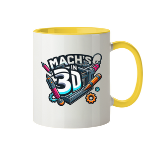 KREATIVE TASSEN MIT DEM DESIGN „MACH'S IN 3D“ – DER PERFEKTE BEGLEITER FÜR 3D-DRUCK-ENTHUSIASTEN - TASSE GLÄNZEND - Tasse zweifarbig