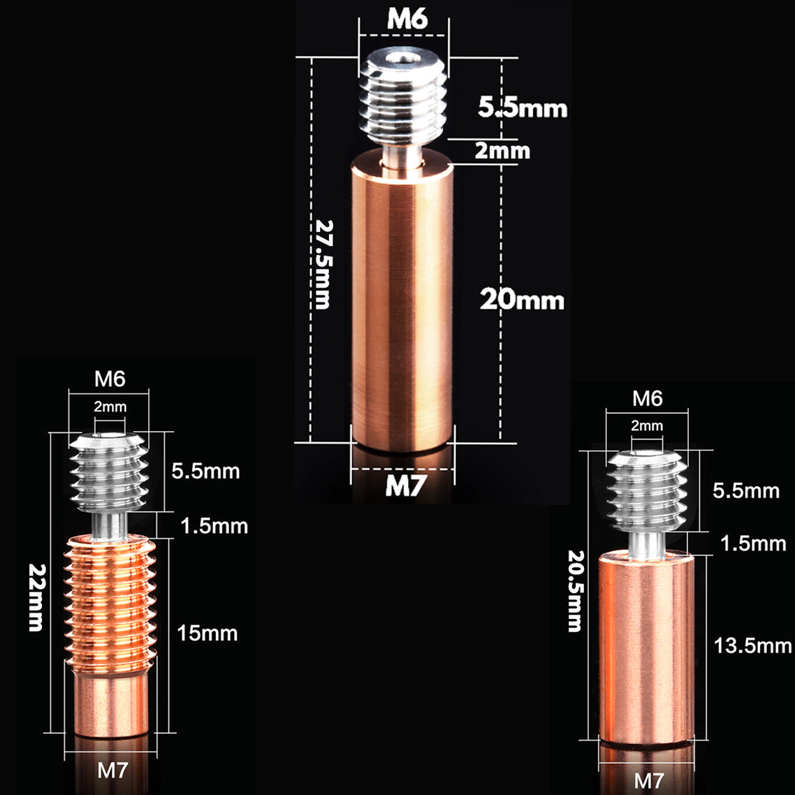 V6 Titan Legierung Bi-Metall Wärme  Kehle E3D Glatte Gewinde Heatbreak 1,75mm