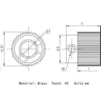 Zahnrad 40 Zähne 3D Drucker für die meisten Creality Extruder Vorschub 1,75 & 3 mm geeignet